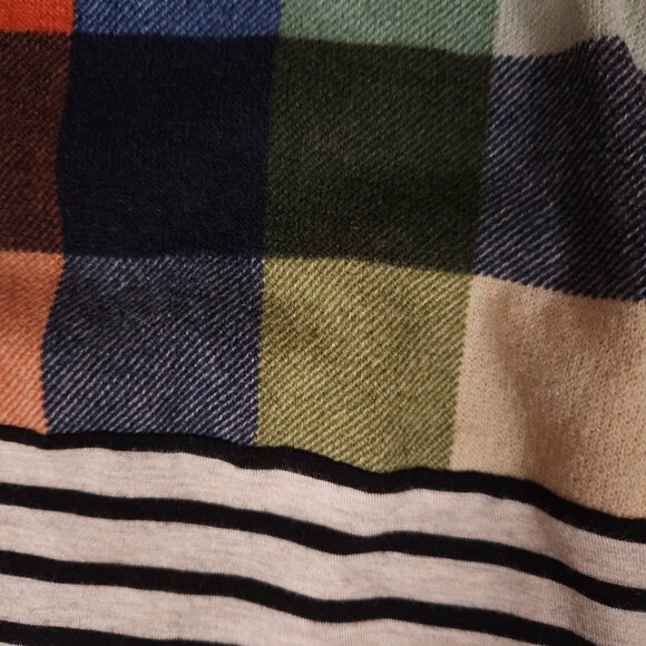 Celeste Multi Pattern Hoodie Womens Medium Check Striped Drawstring USA FLAW - Picture 10 of 16